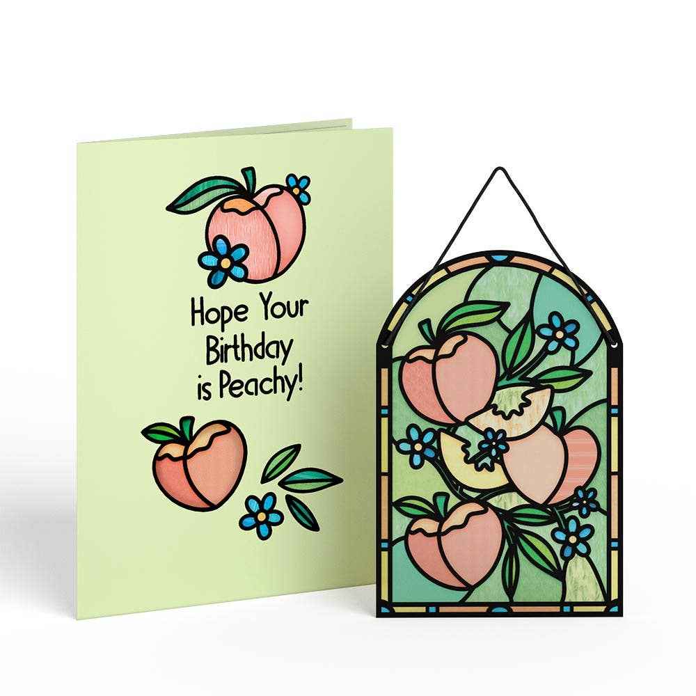 Peachy Birthday Peaches 5"x7" Suncatcher Card