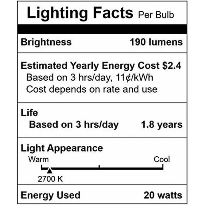 Simba Lighting Halogen Light Bulb G8 T4 20W JCD Bi-Pin Shorter 1.38" Length 120V, 2700K, 10-Pack