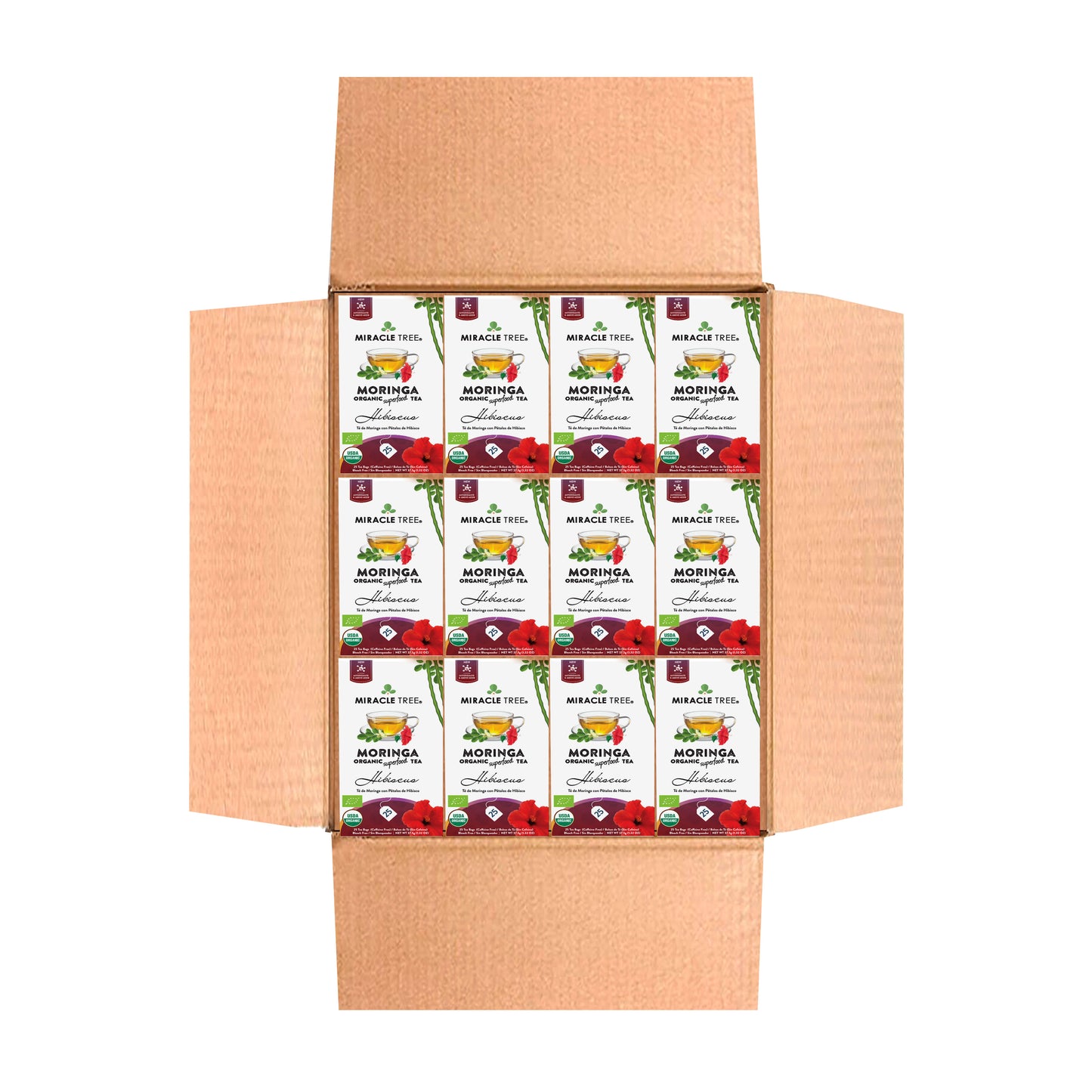 Organic Moringa Tea - Hibiscus - Caffeine-Free Herbal Tea