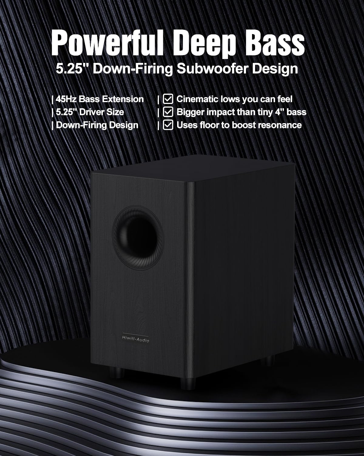 Wooden 5.1.2 Sound Bars, 4 Surround Speakers Wired, 400W Peak Power, Virtual Surround Sound System, Soundbar for Smart TV Speaker W/5.25'' Subwoofer, Home Theater System, ARC/OPT/BT/AUX, Hipulse N512