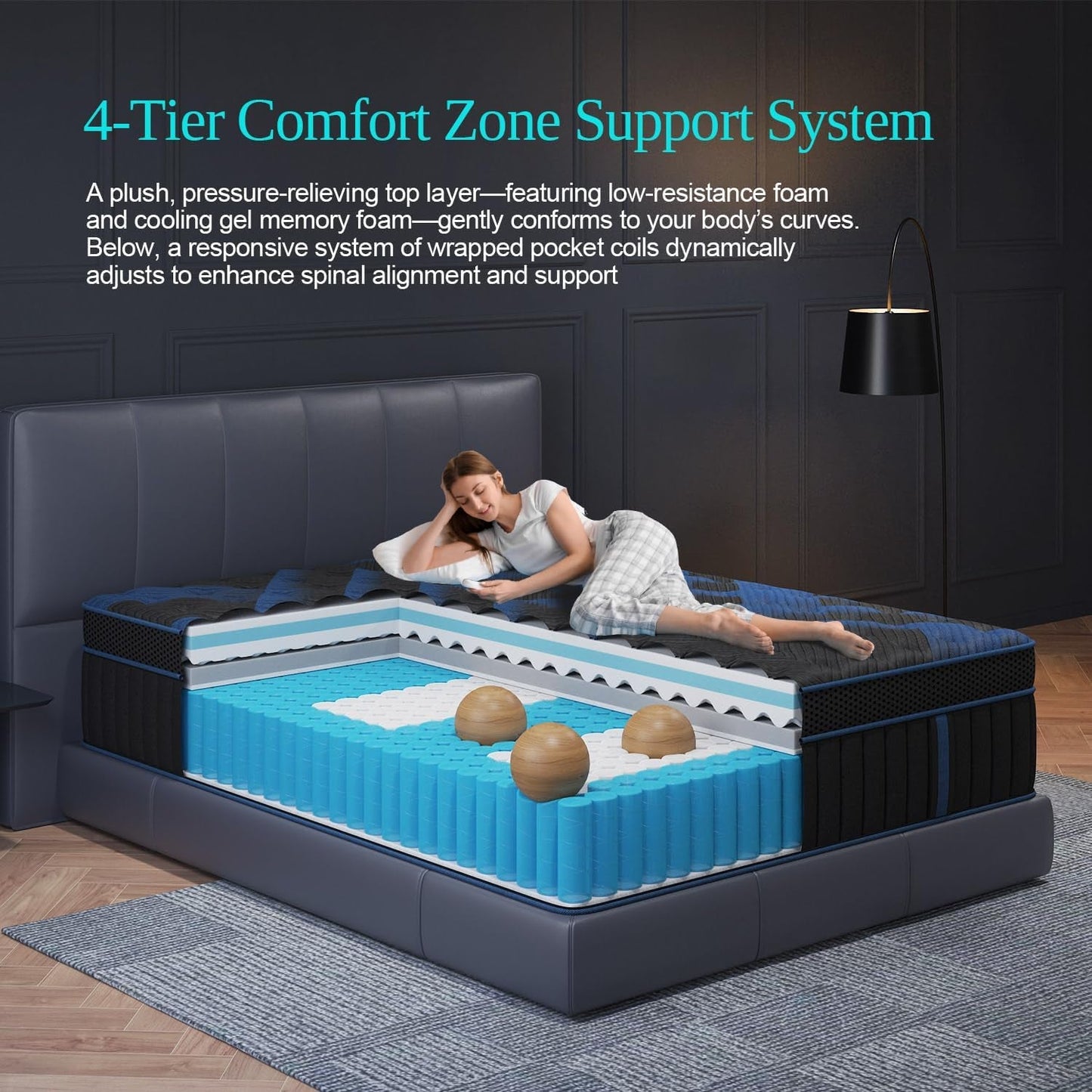 Full Mattress, 14 Inch Hybrid Mattresses Medium Firm with Gel Memory Foam & Pocketed Coils, Motion Isolation, Certipur-Us Certified, Pressure Relief for Silent Sleep