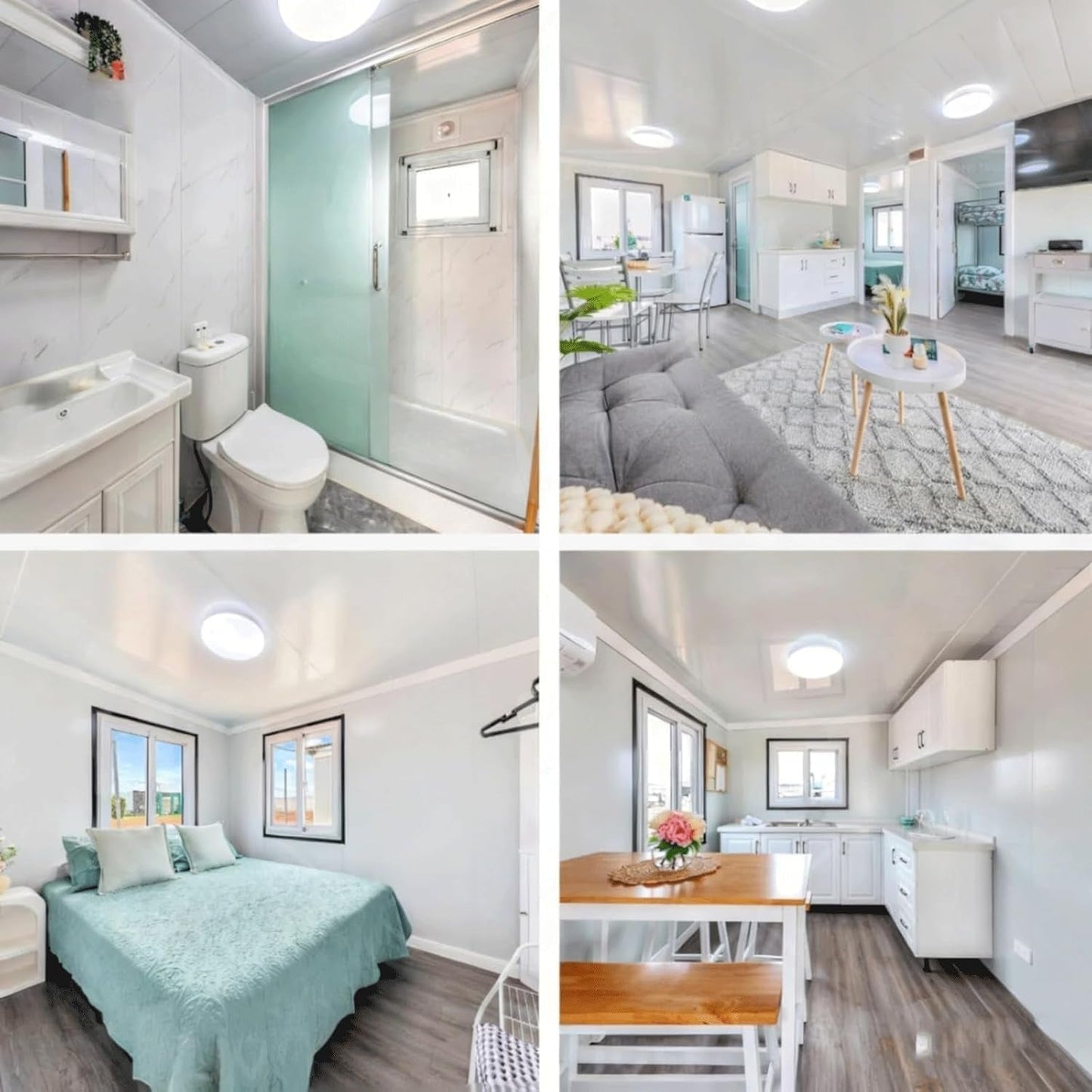Quick Build Expandable Tiny Home, 2 Bedroom 1 Bath Prefab Cabin - Modular Foldable Design with Kitchen, Ideal for ADU or Off-Grid
