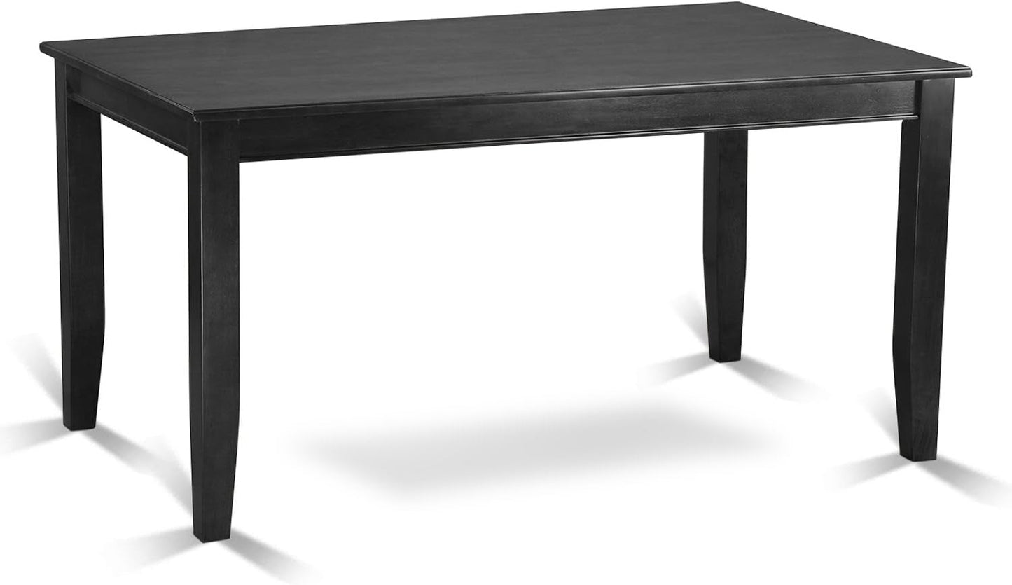 DUEN7-BLK-69 7 Piece Dining Table Set Consist of a Rectangle Kitchen Table and 6 Black Faux Leather Parson Dining Chairs, 36X60 Inch, Black