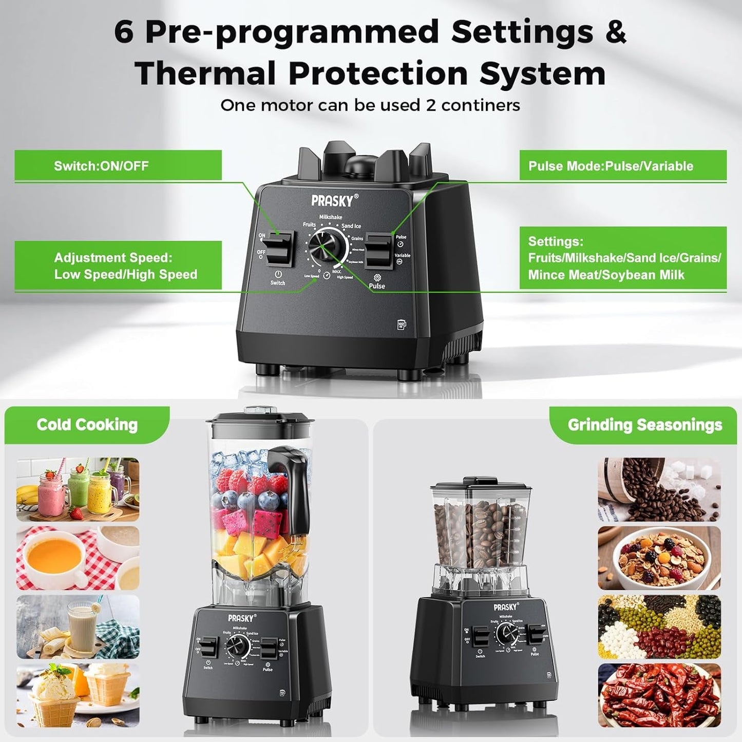 Blenders for Kitchen, Smoothie Blender Large Capacity, 2400W  Countertop Blender with 101Oz Juice & Grinder Jar, Bpa-Free, 25000 RPM Blender for Smoothies, Ice, Frozen Fruit (Gray, 3L)