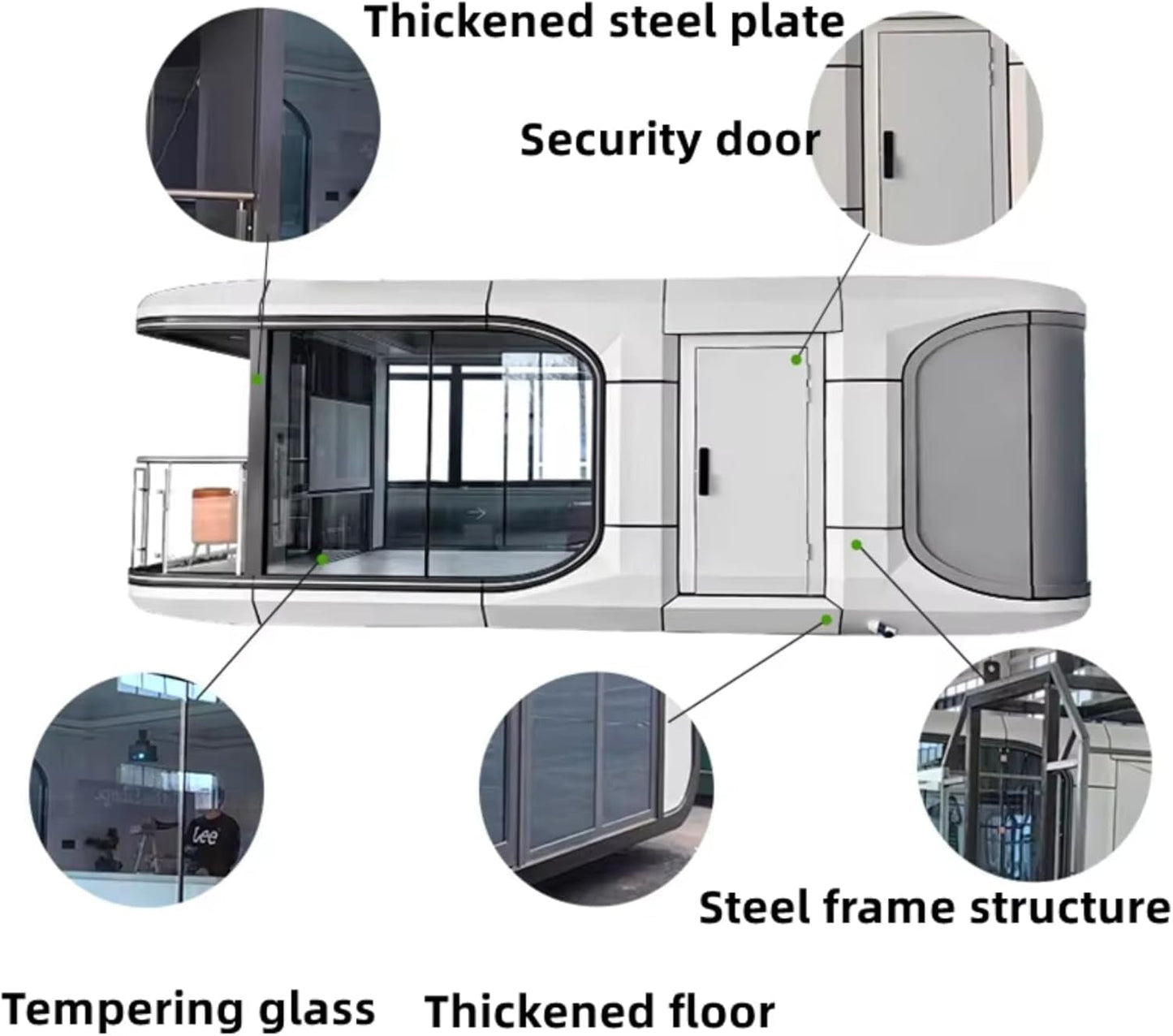 18FT Prefab Tiny Home, Container Movable House with 1 Bathroom, 1 Bedroom, Luxury Prefab Tiny House to Live in for Adults, Modular Guest Home, Office. No Assembly Needed