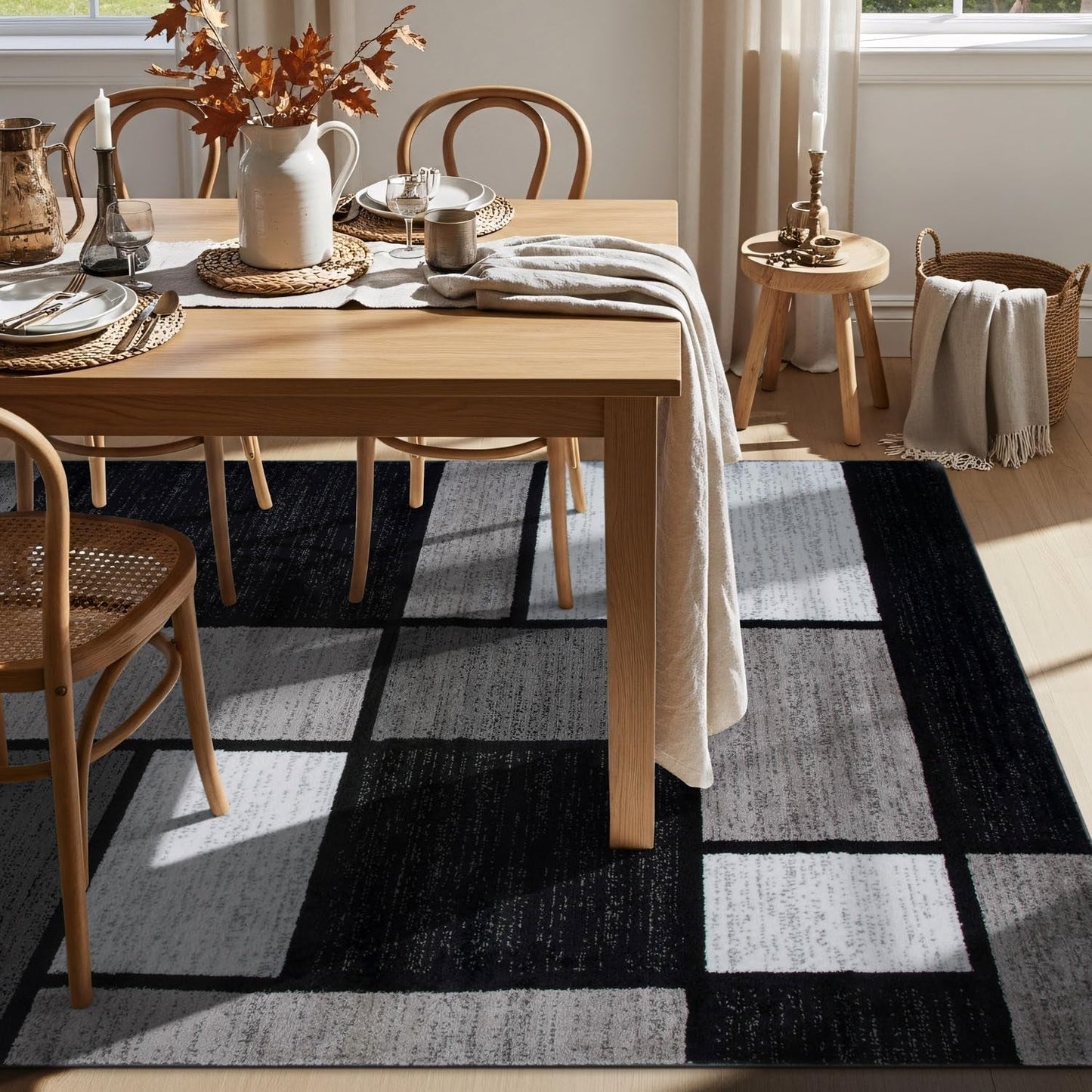 Contemporary Modern Boxes for Home Office,Living Room,Bedroom,Kitchen Non-Shedding Area Rug 7' 10" X 10' 2" Gray