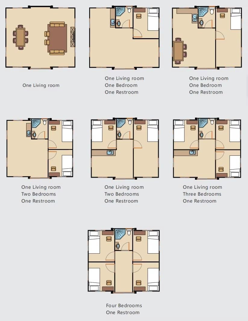 Quick Build Expandable Tiny Home, 2 Bedroom 1 Bath Prefab Cabin - Modular Foldable Design with Kitchen, Ideal for ADU or Off-Grid