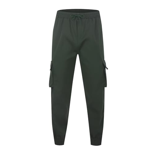 Fleece Lined Cargo Pants Men 2026 Winter Warm Elastic Waisted Cargo Pants Plus Size Cotton Outdoor Tactical Hiking Trousers