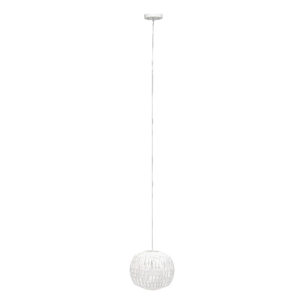 Elegant Designs Pendant Light, 1-Light Modern Bohemian, 11.38in Woven Paper Rope, White, Model PT1016-WHT