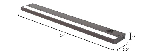 Led Under Cabinet Lighting Hardwired - Linkable Undercabinet Lights For Kitchen - 3Cct 24 Inch Bronze Finish - Undercounter Dimmable Plug In Light Or Hard Wired - Under Counter Fixture Direct Wire