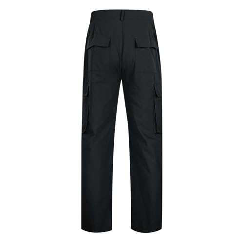 Work Cargo Pants Mens Straight Leg Quick Dry Elastic Waist Pants Lightweight Athletic Soft Solid Breathable Hiking Trousers