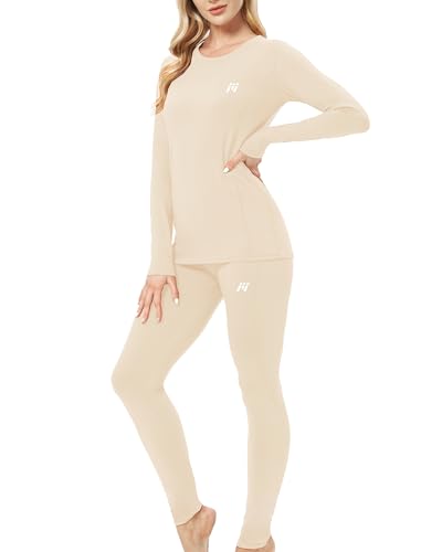 MEETWEE Women Thermal Underwear, Winter Warm Base Layer Compression Set, Fleece Lined Long Johns Running Skiing