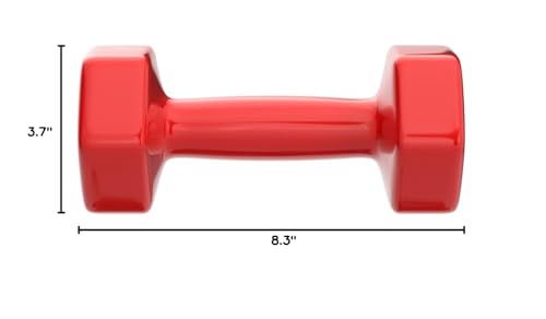 Amazon Basics Vinyl Coated Dumbbell Hand Weights, 8 Pounds, Pair, Red