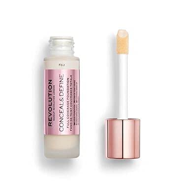 Makeup Revolution Conceal & Define Foundation, Cream Foundation Makeup, Full Coverage, For Fair Skin Tones, Vegan & Cruelty-Free