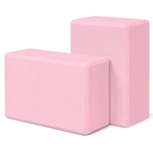 Yoga Block 2 Pack 9"x6"x3", Sturdy Yoga Foam Blocks, High Density & Non Slip Surface for Pilates & Stretching, Fitness Acc...