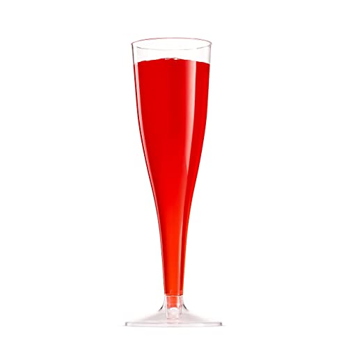 100 Plastic Champagne Flutes - 5 Oz Disposable Clear Champagne Glasses for Parties, Mimosa Bar, Events, Wedding and Shower...