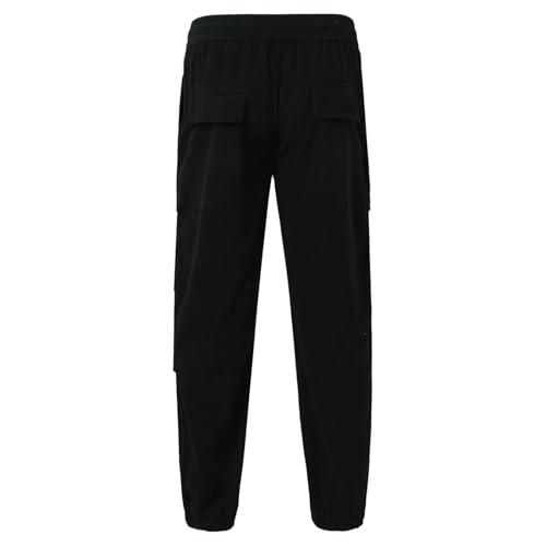 Men Corduroy Cargo Pants 2026 Winter Warm Drawstring Elastic Waist Pants Casual Trendy Solid Regular Fit Lightweight Trousers