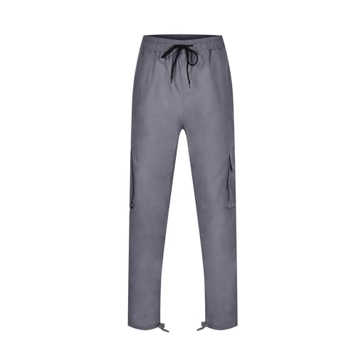 Casual Cargo Pants for Men Workout Adjustable Waistband Hiking Athletic Pants Loose Baggy Straight Leg Breathable Trousers