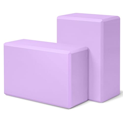 Yoga Block 2 Pack 9"x6"x3", Sturdy Yoga Foam Blocks, High Density & Non Slip Surface for Pilates & Stretching, Fitness Acc...