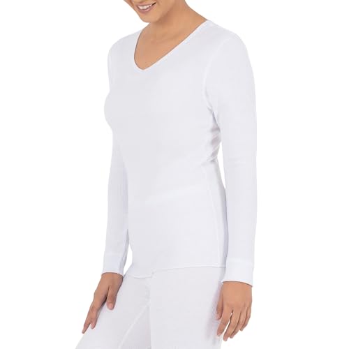Fruit of The Loom Womens Micro Waffle Thermal V-Neck