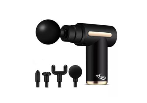 Mini Massage Gun with LCD Display – Deep Tissue Percussion Massager, 6 Speeds, 4 Heads, Super Quiet, Portable Muscle Relie...