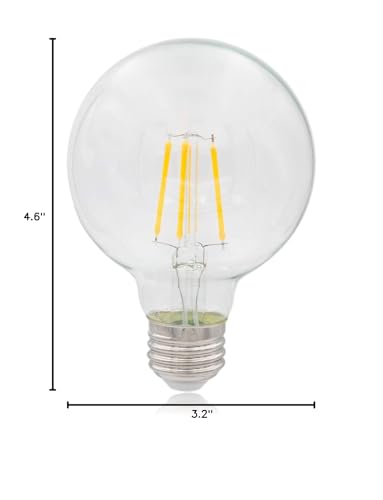 Maxxima G25 LED Light Bulb Globe Filament Bulb - 40 Watt Equal, 500 Lumens 2700K Warm White, E26 Standard Edison Vanity Bulb, Great for Kitchen, Living Room, and Bathroom, Non-Dimmable, 120V - 6 Pack