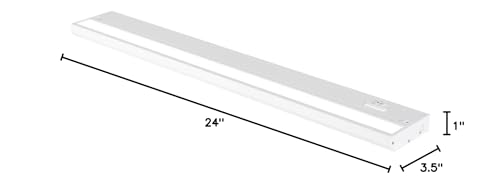 Led Under Cabinet Lighting Hardwired - Linkable Undercabinet Lights For Kitchen - 3Cct 24 Inch White Finish - Undercounter Dimmable Plug In Light Or Hard Wired - Under Counter Fixture Direct Wire