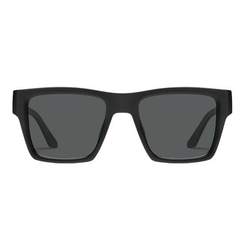 Quay - Sunglasses for Men, Square Lenses with UV Protection (Fast Lane, Matte Black Smoke Polarized)