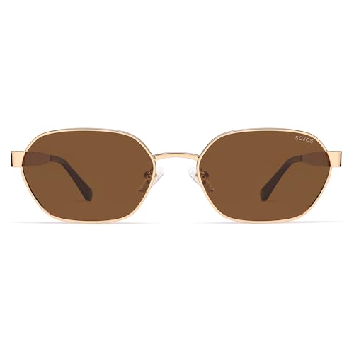 SOJOS Trendy Polarized Hexagon Sunglasses for Women Men, UV400 Retro Rectangle Shades SJ1238