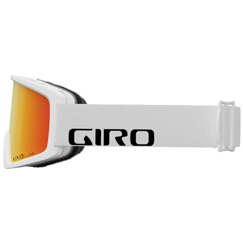 Giro Blok Ski Goggles - Snowboard Goggles for Men & Youth - White Wordmark Strap with Vivid Ember Lens