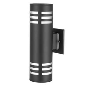 TENGXIN Outdoor Wall Light, Up and Down Cylinder, IP65 Waterproof, Stainless Steel 304, Black, Model TXWLSS0012B, 1 Pack