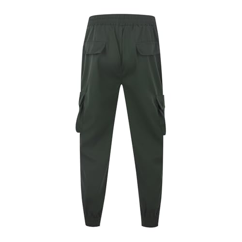 Fleece Lined Cargo Pants Men 2026 Winter Warm Elastic Waisted Cargo Pants Plus Size Cotton Outdoor Tactical Hiking Trousers