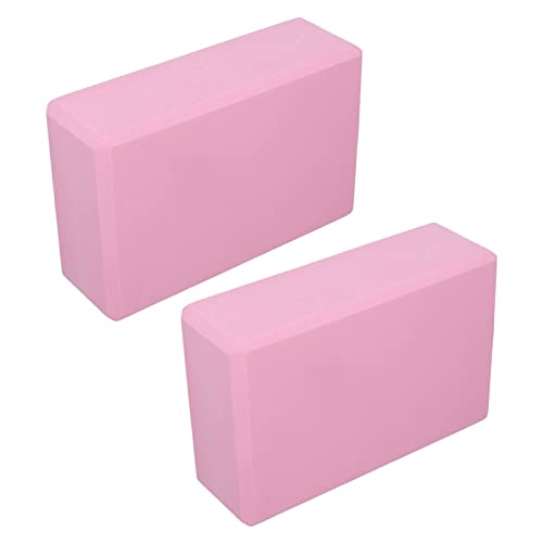 Yoga Block Set, 2 Pack EVA Foam Support Blocks for Yoga, Pilates, Meditation, Pink, Non-Slip Surface, Pressure-Resistant f...