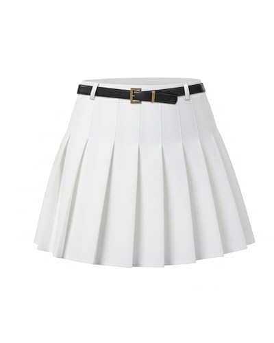 SCKTOO Womens Girl High Waisted Pleated Tennis Skirt School A-Line Skater Skirts with Lining Shorts