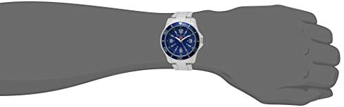 MEN'S SILVERTONE BRACELET WATCH WITH BLUE DIAL