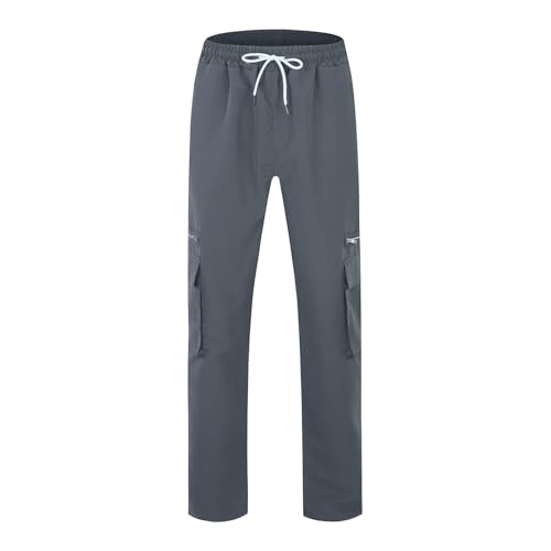Baggy Pants for Men Drawstring Elastic Waist Fashion Parachute Cargo Pants Straight Leg Athletic Lightweight Joggers Trousers