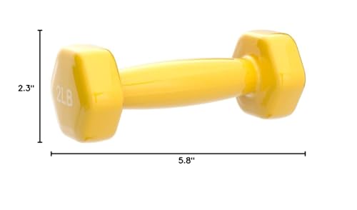 Amazon Basics Vinyl Coated Dumbbell Hand Weights, 2 Pounds, Pair, Yellow