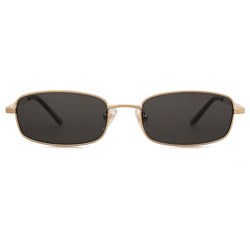 SOJOS Small Trendy Rectangle Sunglasses Womens Mens, Retro 80s 90s Y2k Chic Narrow Thin Skinny Sunnies SJ1187