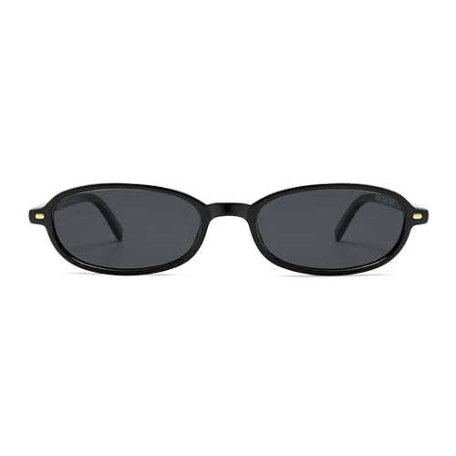 SOJOS Retro Polarized Rectangle Oval Sunglasses for Women Men,Trendy Petite Shades Skinny Rim UV400 Protected SJ2668