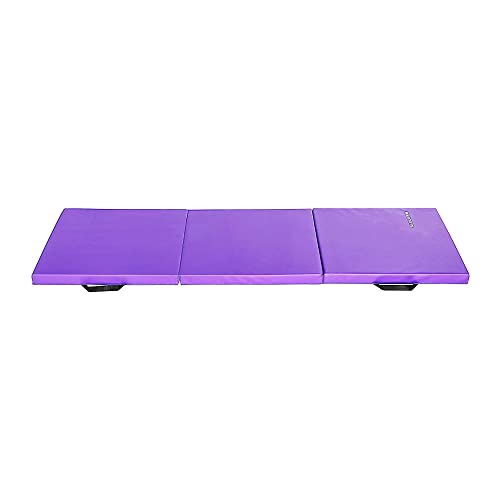 BalanceFrom 6x2 Feet 3-Panel Folding Gymnastics Mat – 2-Inch Thick Pad with Vinyl Surface and Carrying Handles for Tumblin...
