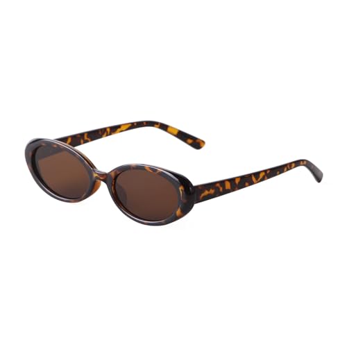 Trendy Retro Oval Sunglasses for Women, 90s Small Y2K Fashion Vintage Narrow Sun Glasses