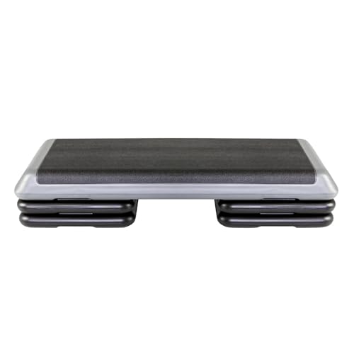 The Original STEP Exercise Step Platform, Health Club Size Stepper for Exercise at Home with 4 Stackable Risers for Height...