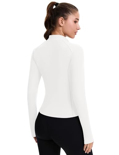 ZHENWEI Workout Jackets for Women Full Zip Up Cropped Athletic Long Sleeve Lightweight Slim Fit Running Tops with Pockets