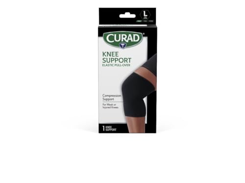 CURAD Knee Support for Men & Women, Elastic, Pull-Over, Knee Brace for Running Knee Pain, Workout Sports Knee Brace, Blac...
