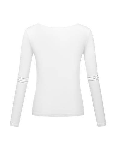 Long Sleeve Underscrub Baselayer Shirts for Women V Neck Casual Tops