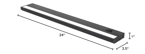 Led Under Cabinet Lighting Hardwired - 3Cct 24 Inch Black Finish - Undercabinet Lights For Kitchen - Linkable Undercounter Dimmable Plug In Light Or Hard Wired - Under Counter Fixture Direct Wire