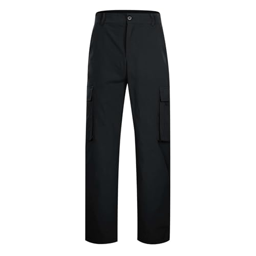 Work Cargo Pants Mens Straight Leg Quick Dry Elastic Waist Pants Lightweight Athletic Soft Solid Breathable Hiking Trousers