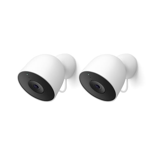 Google Nest Cam Outdoor (Wired, 2nd Gen) - 2 Pack - Security Camera with 2K Video and Gemini, Night Vision, 2-Way Audio - ...