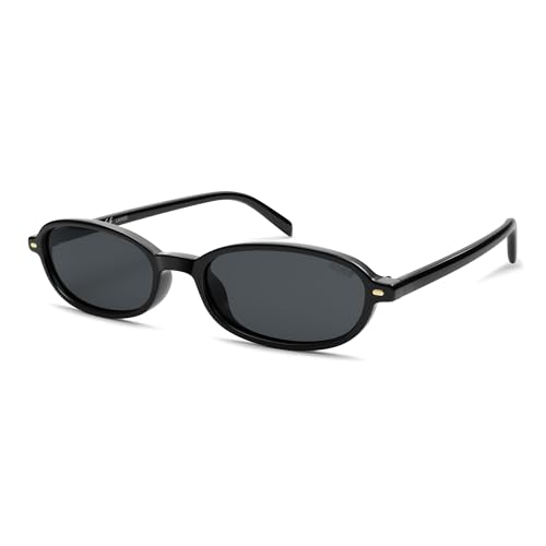 SOJOS Retro Polarized Rectangle Oval Sunglasses for Women Men,Trendy Petite Shades Skinny Rim UV400 Protected SJ2668