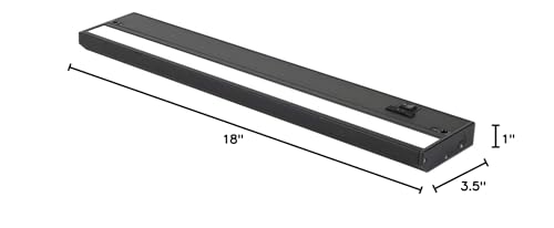 Led Under Cabinet Lighting Hardwired - Linkable Undercabinet Lights For Kitchen - 3Cct 18 Inch Black Finish - Undercounter Dimmable Plug In Light Or Hard Wired - Under Counter Fixture Direct Wire
